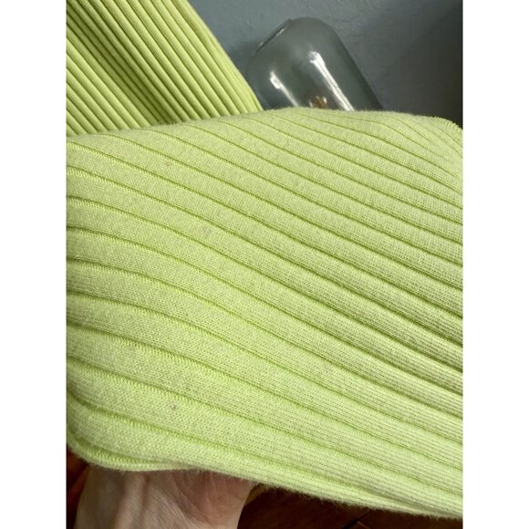 Noblu Ribbed Knit Lime Green Maxi Dress Lagenlook Minimalist Size S/M - Picture 5 of 5
